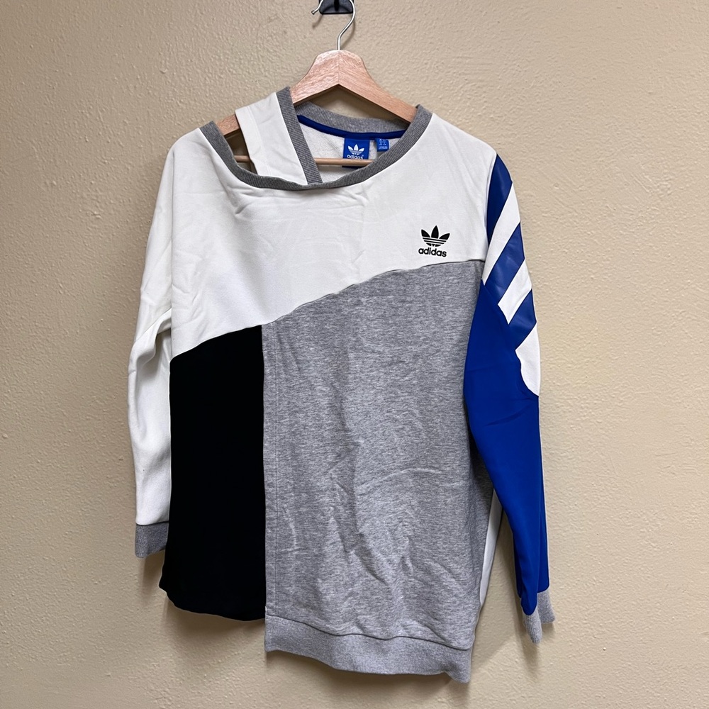 Adidas White and Gray Crewneck